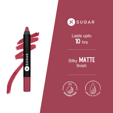 SUGAR Cosmetics Matte as Hell Lip Crayon | Lasts upto 8hrs | Water Resistent Lipstick for Women | 2.5gm - 28 Honey Rider